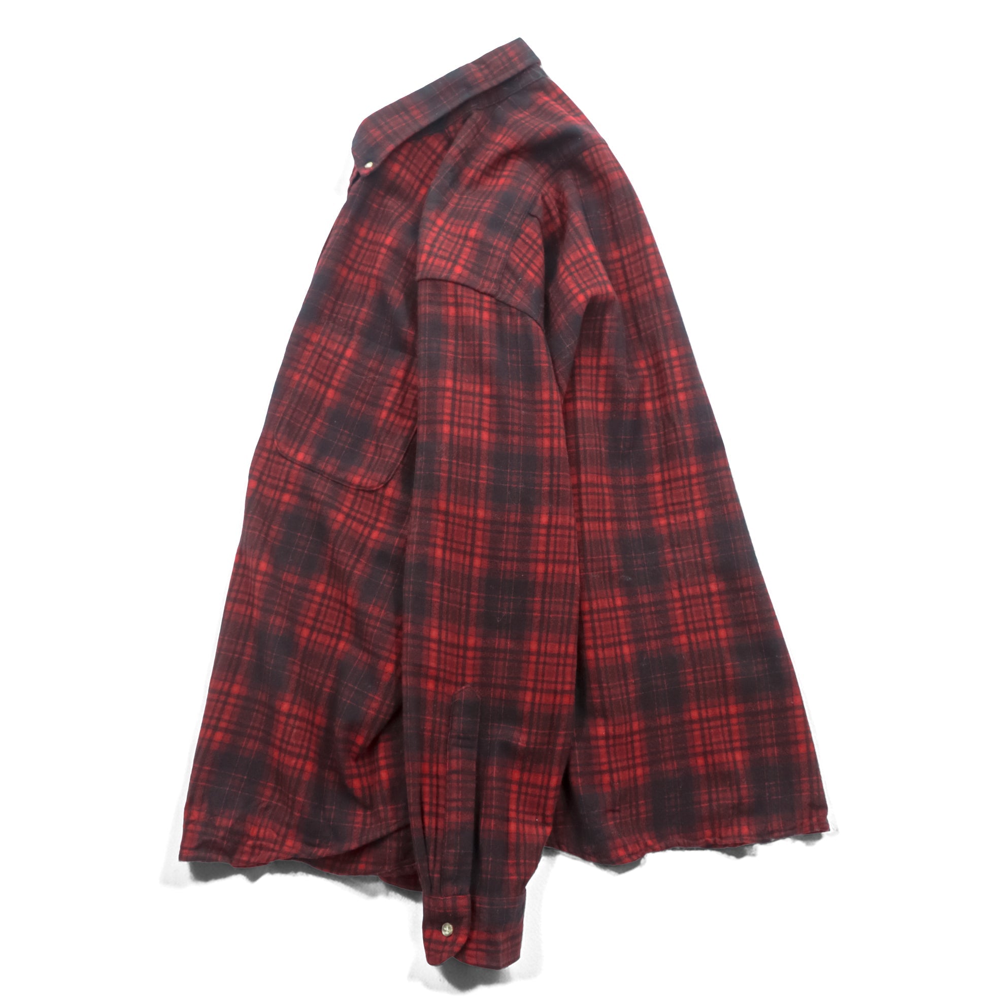 PENDLETON ボタンダウン フランネルシャツ 長袖 ウールシャツ XL バッファローチェック オンブレ 胸ポケット