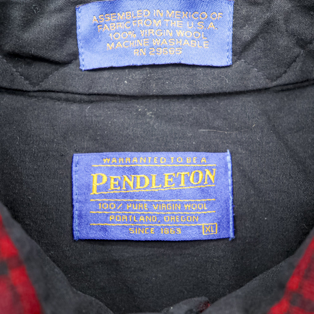 PENDLETON ボタンダウン フランネルシャツ 長袖 ウールシャツ XL バッファローチェック オンブレ 胸ポケット