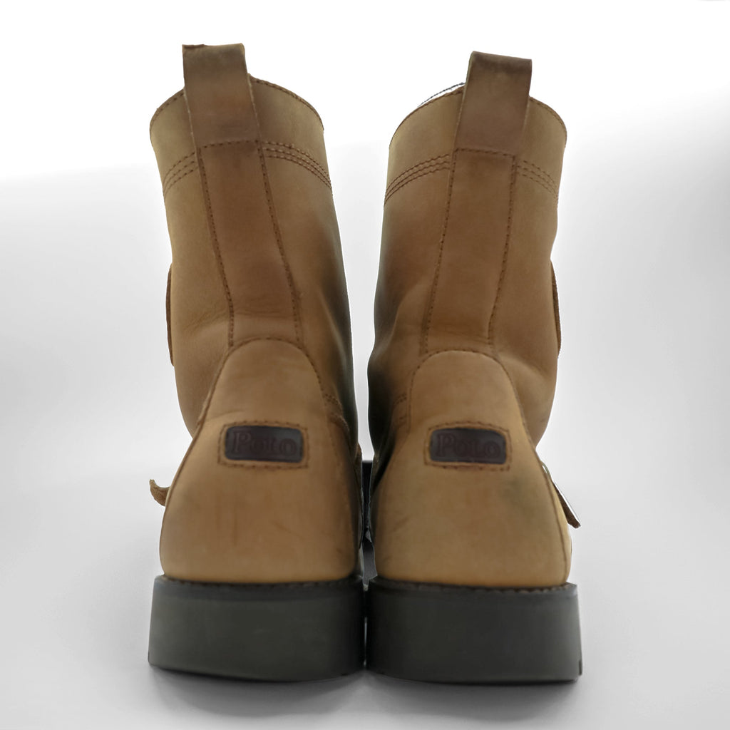 Polo Ralph Lauren Ranger Boots Moccasin Lace-up Boots 28cm Camel Leather Strap Lug Sole 812089030