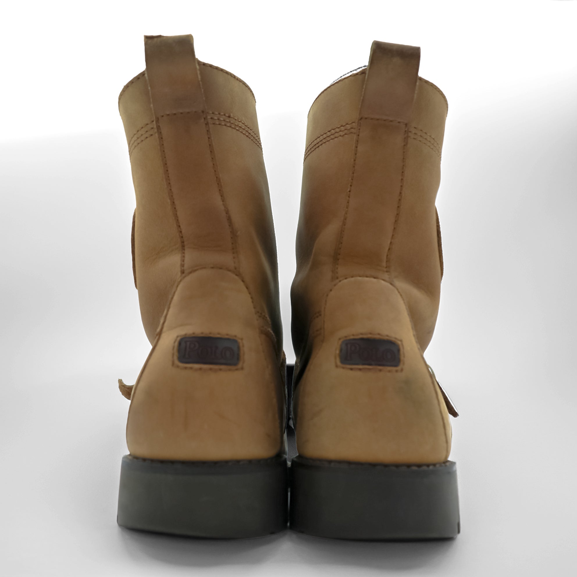 Polo Ralph Lauren Ranger Boots Moccasin Lace-up Boots 28cm Camel Leather Strap Lug Sole 812089030