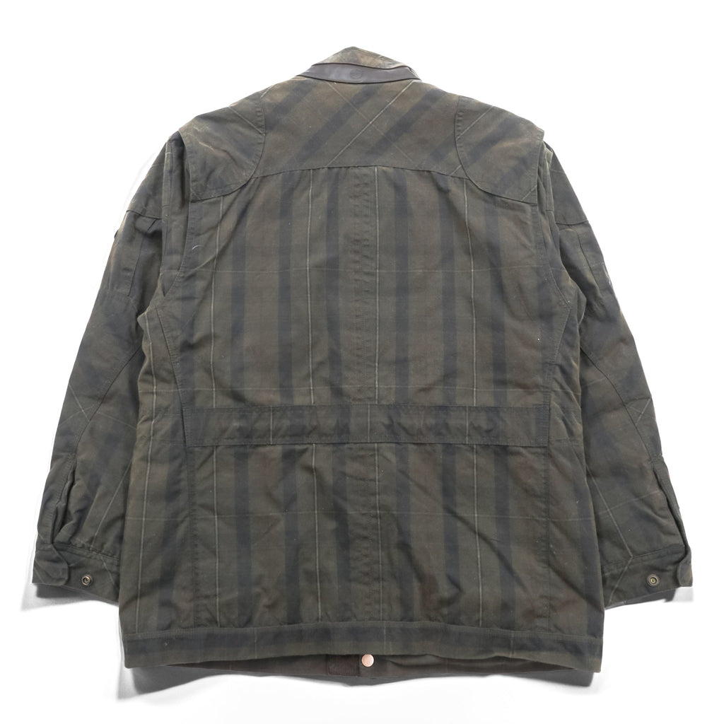 Timberland × British Millerain Oiled Hunting Jacket L Plaid Chinstrap Corduroy Collar British-Made Fabric Waxed Cotton