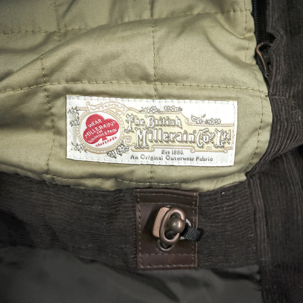 Timberland × British Millerain Oiled Hunting Jacket L Plaid Chinstrap Corduroy Collar British-Made Fabric Waxed Cotton