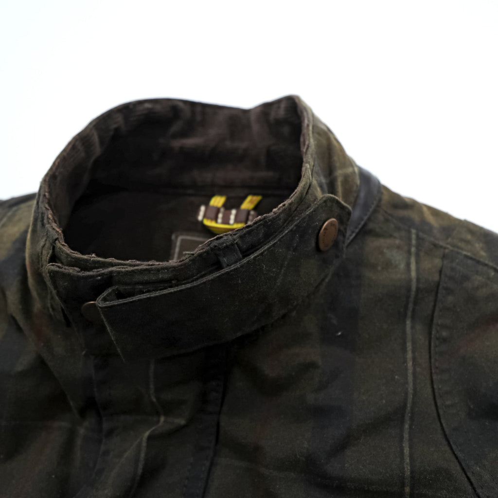 Timberland × British Millerain Oiled Hunting Jacket L Plaid Chinstrap Corduroy Collar British-Made Fabric Waxed Cotton