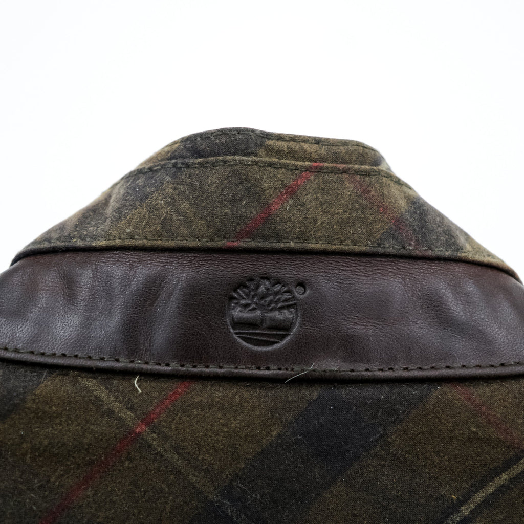Timberland × British Millerain Oiled Hunting Jacket L Plaid Chinstrap Corduroy Collar British-Made Fabric Waxed Cotton
