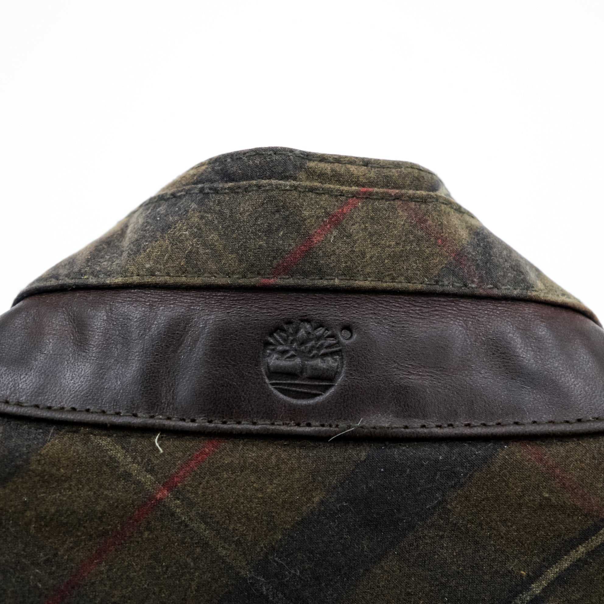 Timberland × British Millerain Oiled Hunting Jacket L Plaid Chinstrap Corduroy Collar British-Made Fabric Waxed Cotton