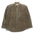 Wrangler 90s USA Made Corduroy Work Shirt L Brown Chest Pockets Snap Buttons