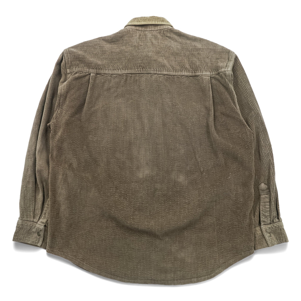 Wrangler 90s USA Made Corduroy Work Shirt L Brown Chest Pockets Snap Buttons