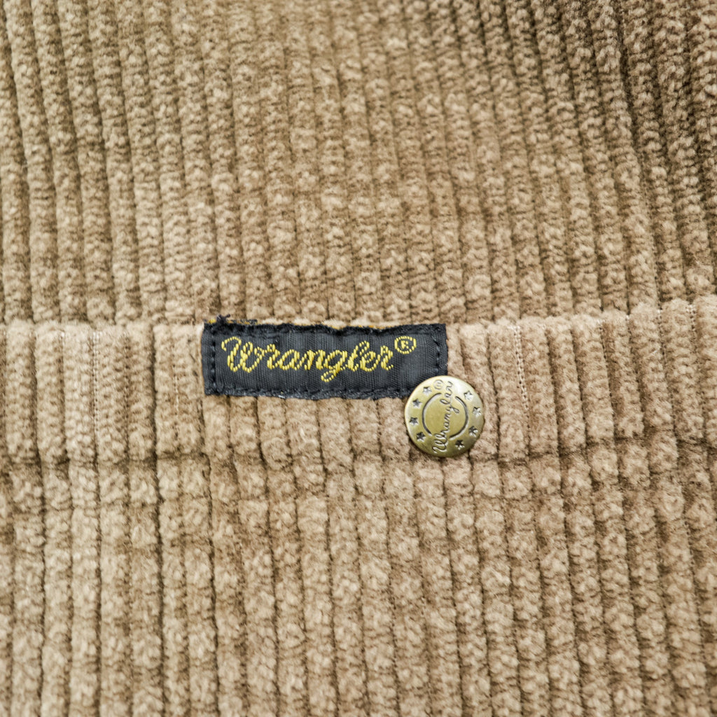 Wrangler 90s USA Made Corduroy Work Shirt L Brown Chest Pockets Snap Buttons