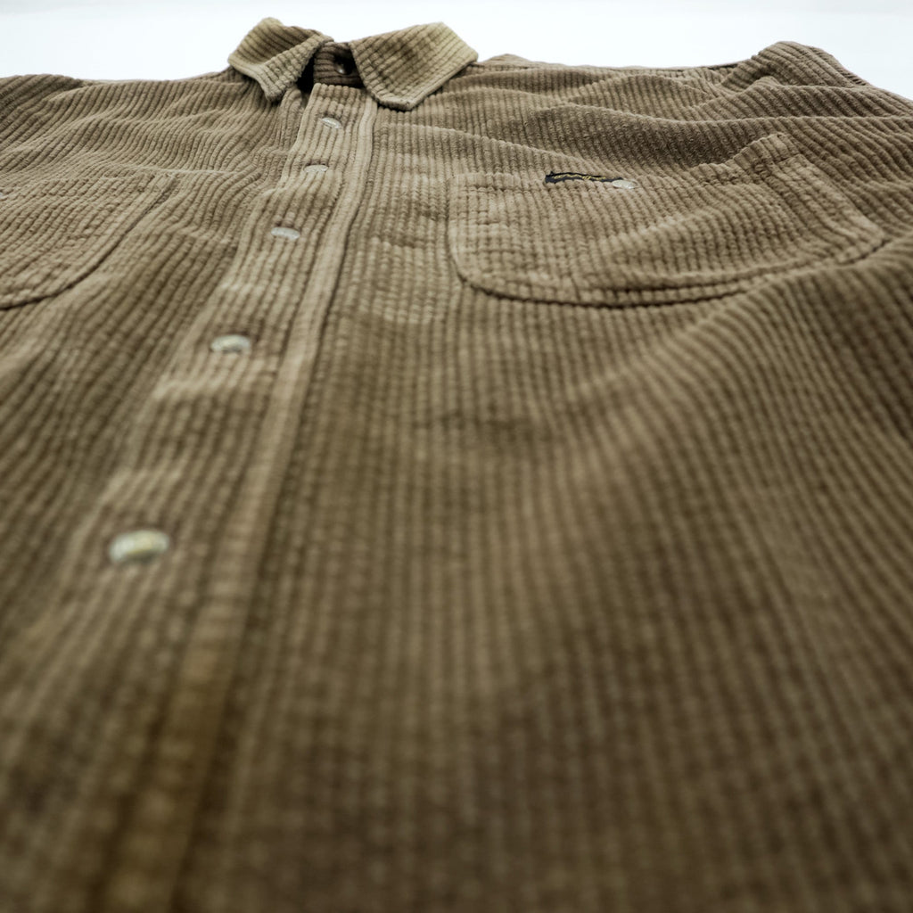 Wrangler 90s USA Made Corduroy Work Shirt L Brown Chest Pockets Snap Buttons