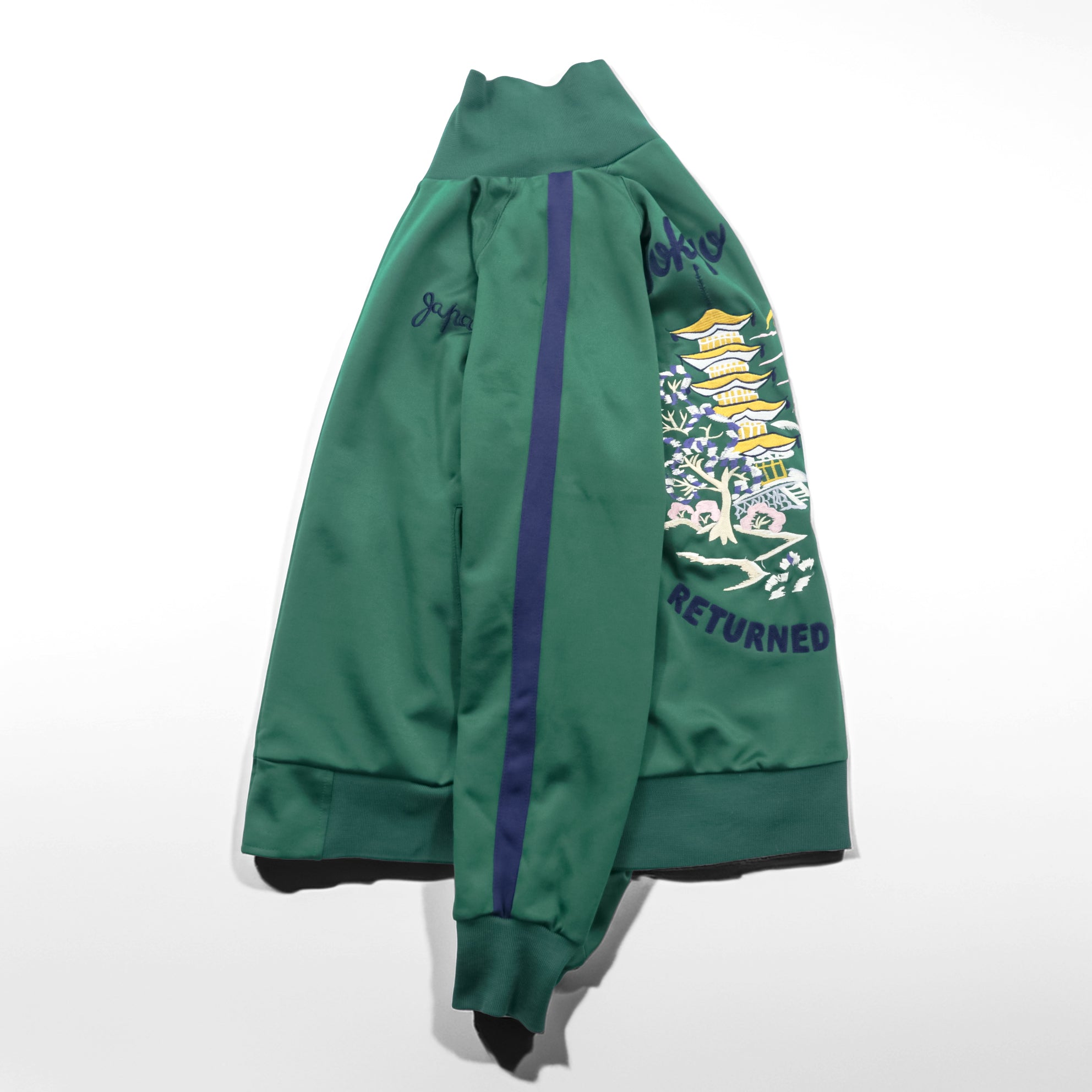TOYO ENTERPRISE Sukajan Jersey Souvenir Track Jacket M Green High Neck Stand Collar Tokyo Club Made in Japan
