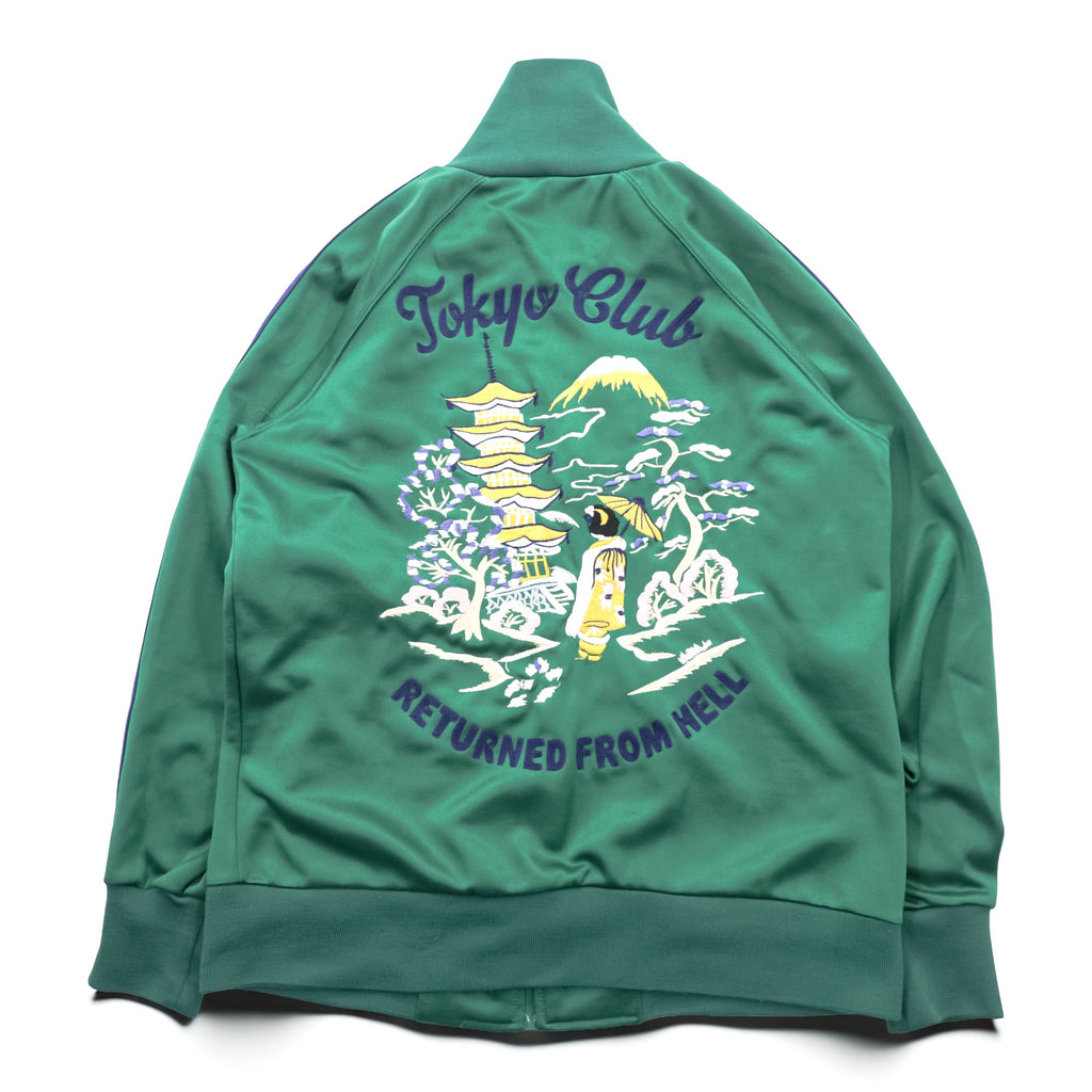 TOYO ENTERPRISE Sukajan Jersey Souvenir Track Jacket M Green High Neck Stand Collar Tokyo Club Made in Japan