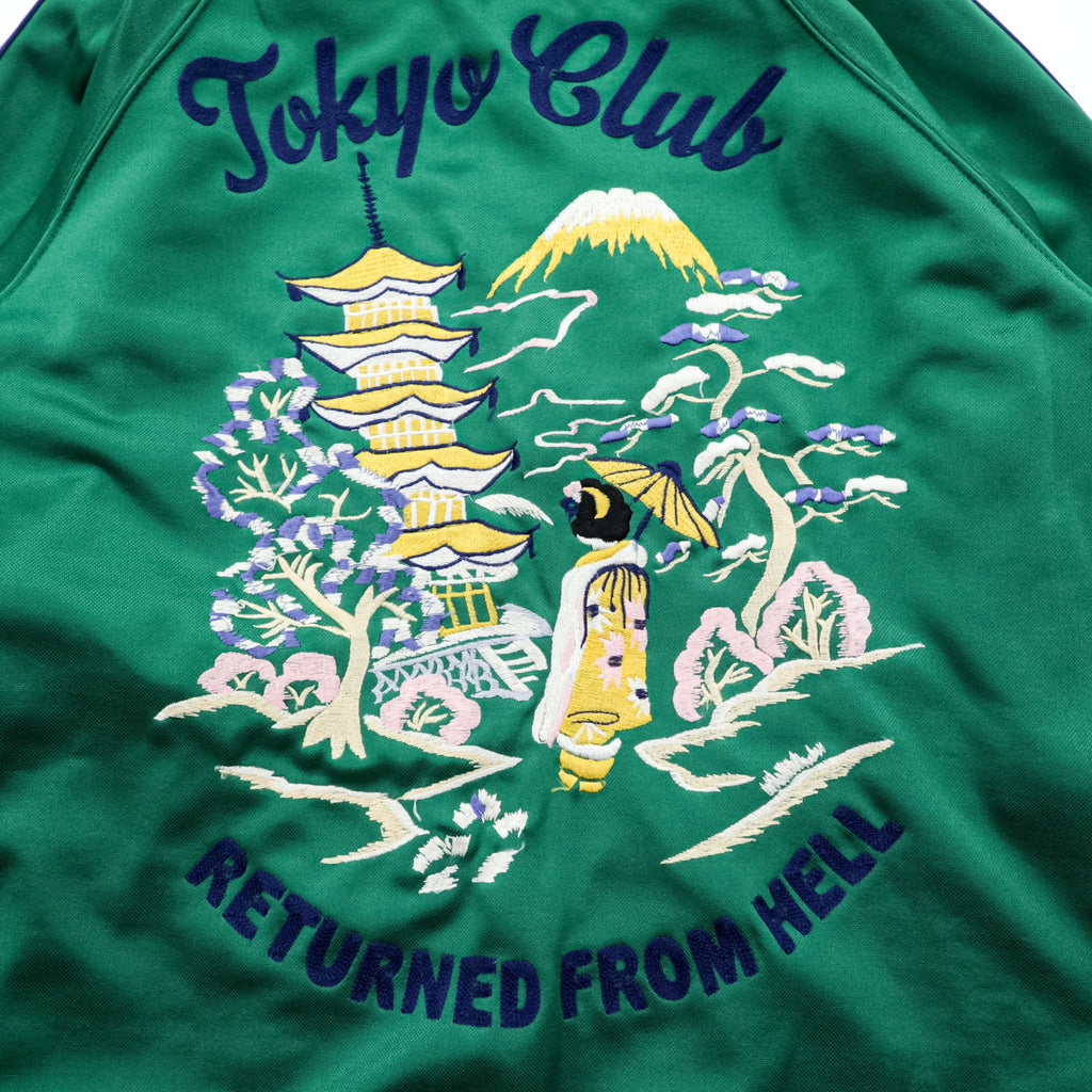 TOYO ENTERPRISE Sukajan Jersey Souvenir Track Jacket M Green High Neck Stand Collar Tokyo Club Made in Japan