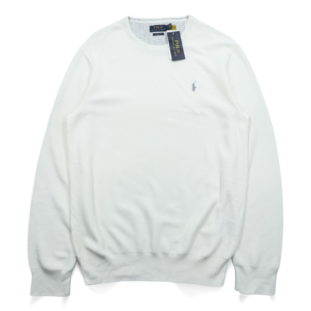 Polo Ralph Lauren ピマコットン メッシュ ニット セーター L ホワイト 未使用品