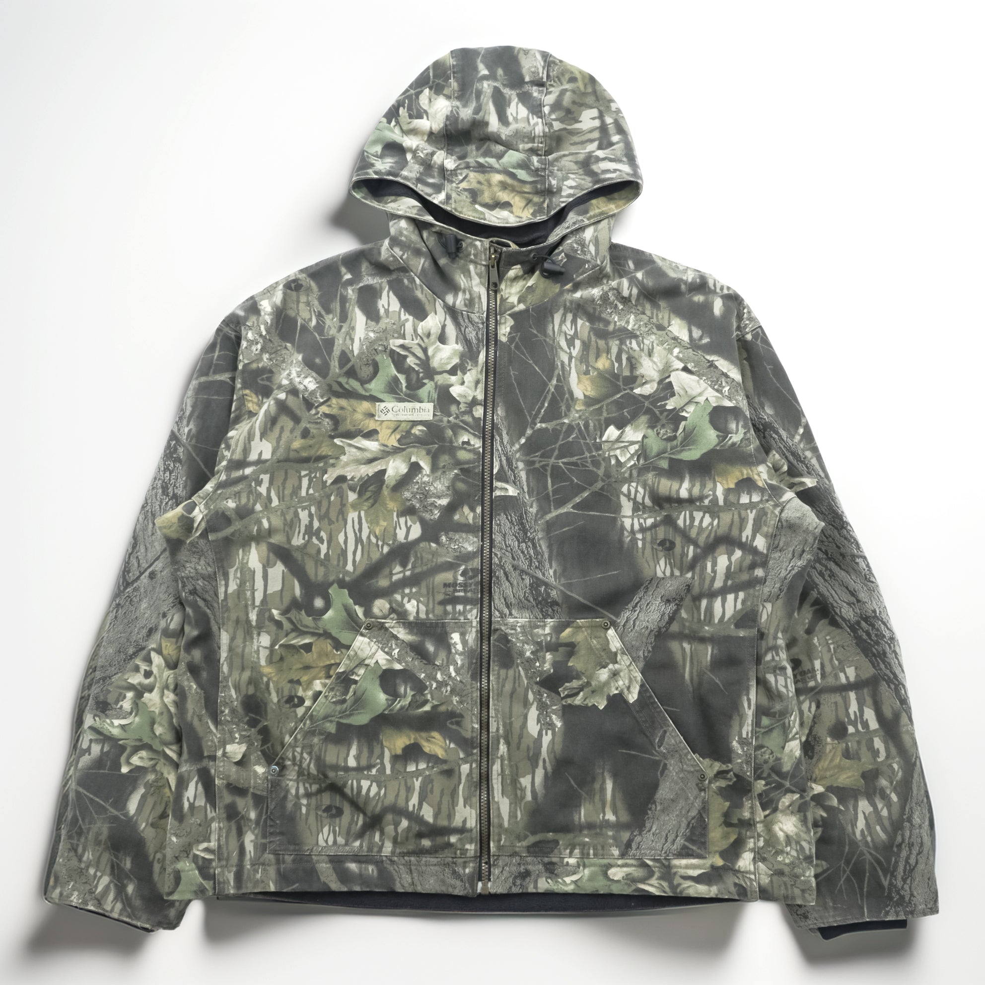 Columbia Duck Active Jacket Hooded Blouson XL Realtree Camo Full Zip Fleece Lined HM3002