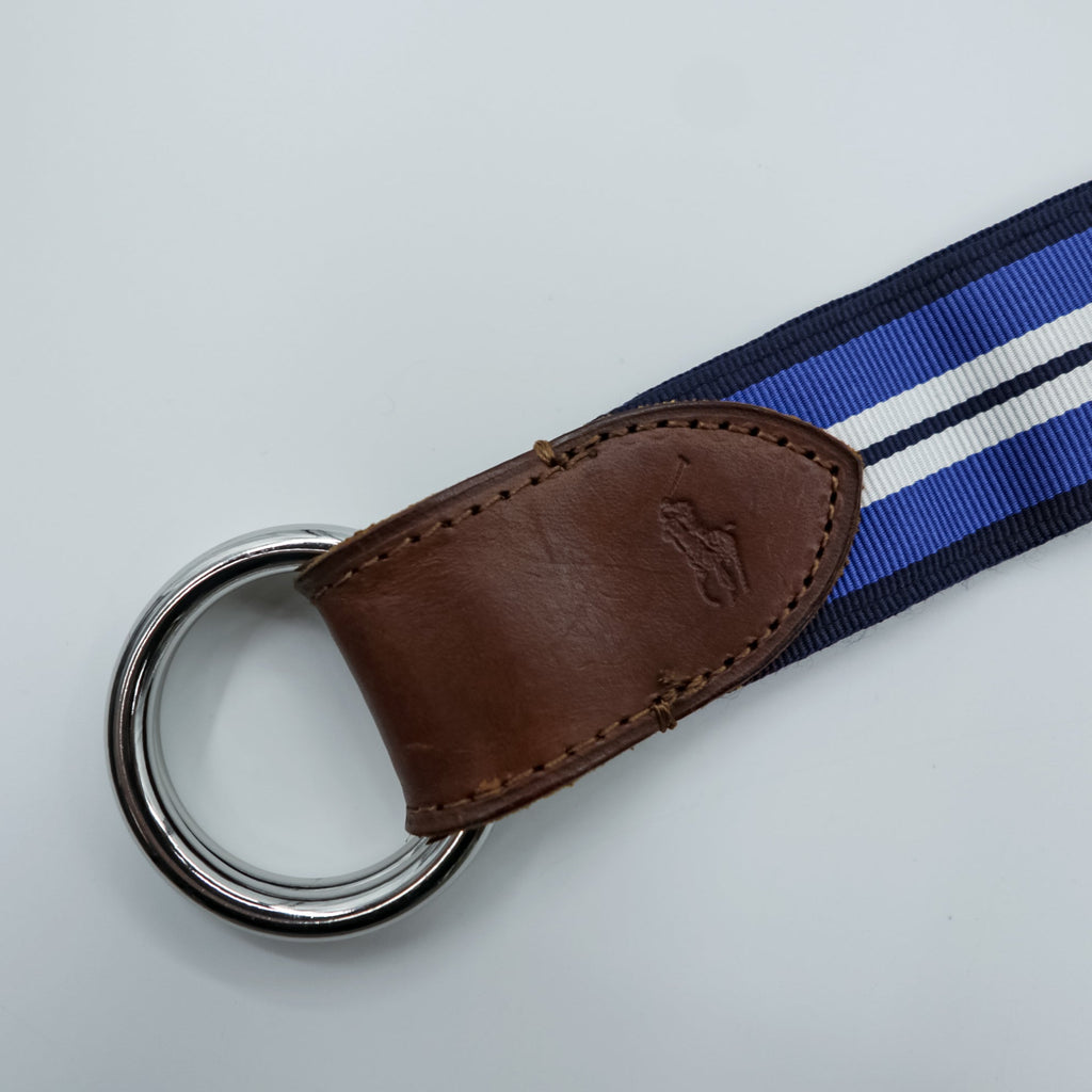 Polo Ralph Lauren Ribbon Belt D-Ring Belt Stripe Navy White