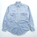 L.L.Bean 80s Canadian Vintage Denim Shirt L Indigo Light Blue Chest Pocket