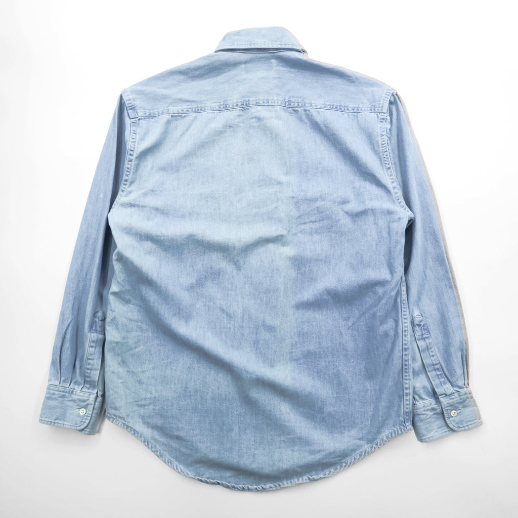 L.L.Bean 80s Canadian Vintage Denim Shirt L Indigo Light Blue Chest Pocket