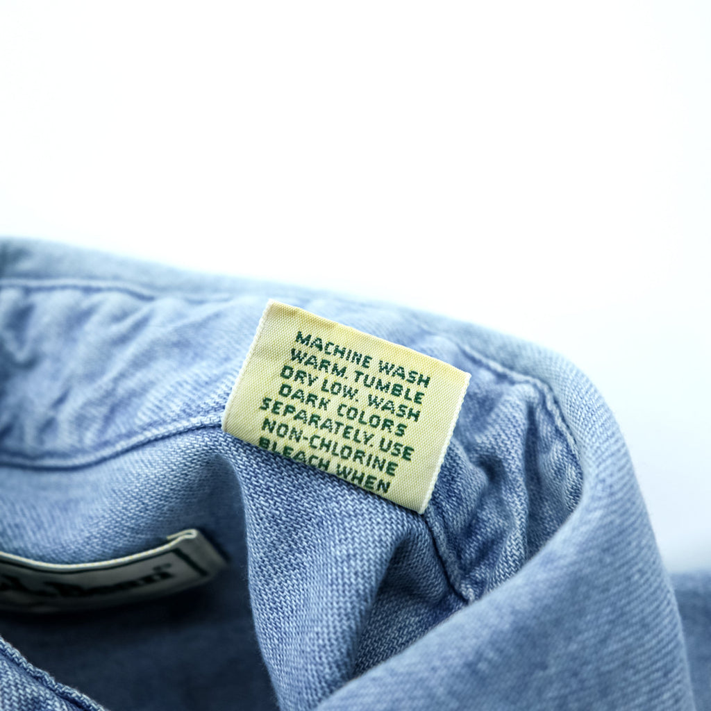 L.L.Bean 80s Canadian Vintage Denim Shirt L Indigo Light Blue Chest Pocket