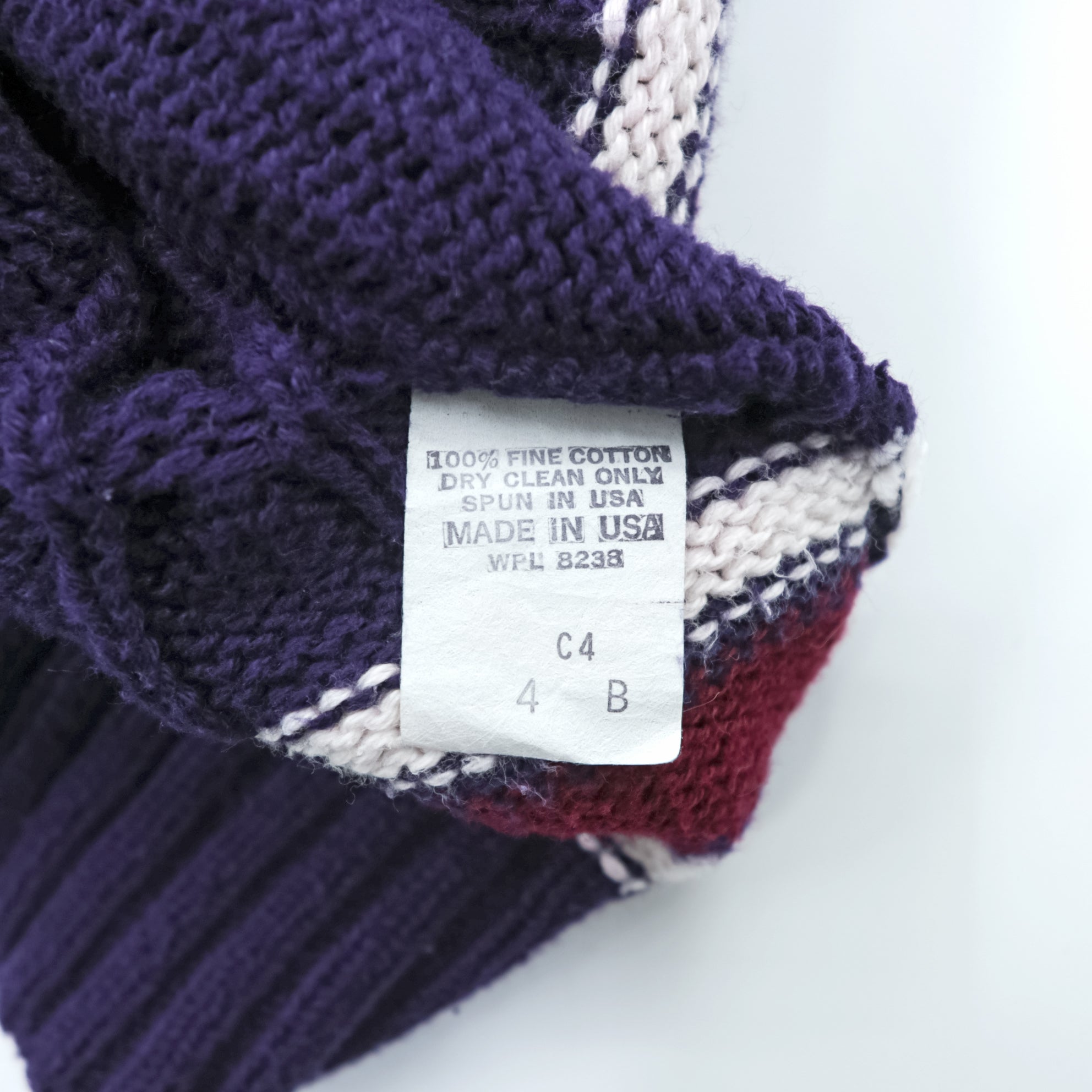 Lord Jeff 90s USA Vintage V-neck Tilden Knit Sweater XL Navy Cable Knit