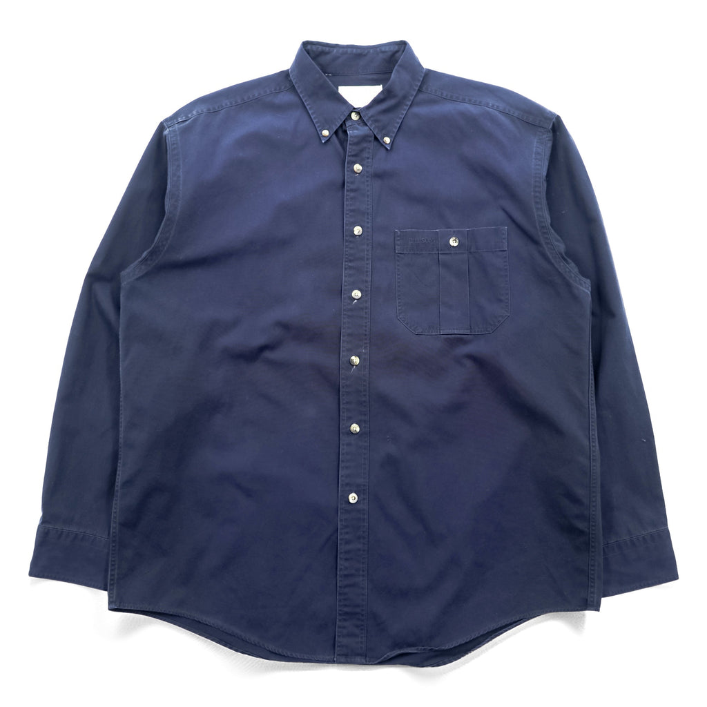 FILSON Button-Down Work Shirt L Navy Cotton Chest Pocket C.C.FILSON