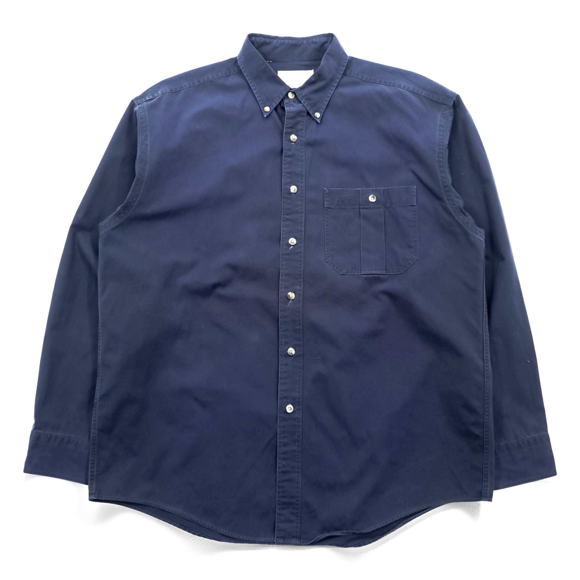 FILSON Button-Down Work Shirt L Navy Cotton Chest Pocket C.C.FILSON