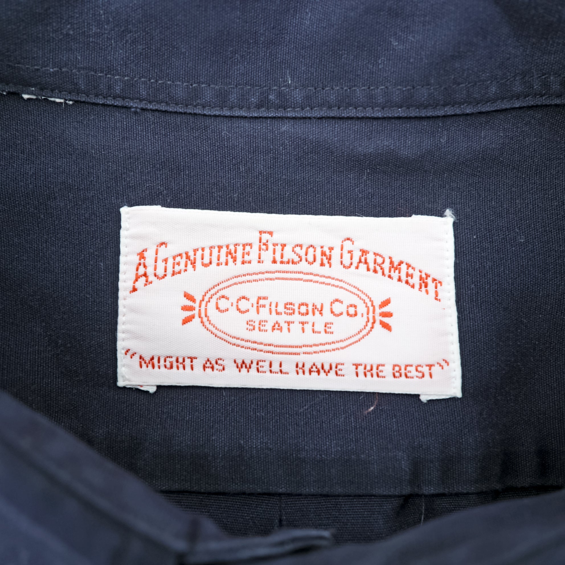 FILSON Button-Down Work Shirt L Navy Cotton Chest Pocket C.C.FILSON