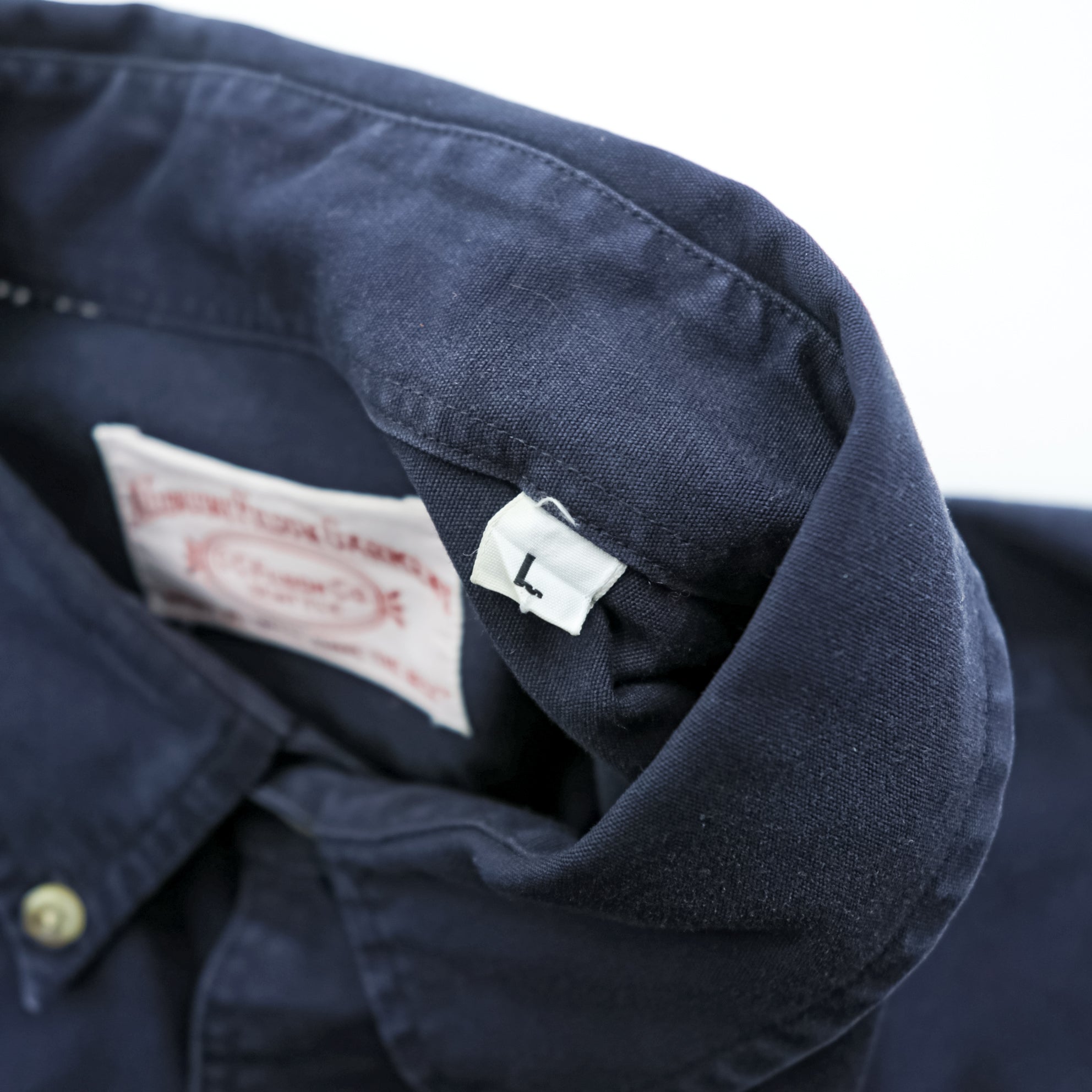 FILSON Button-Down Work Shirt L Navy Cotton Chest Pocket C.C.FILSON