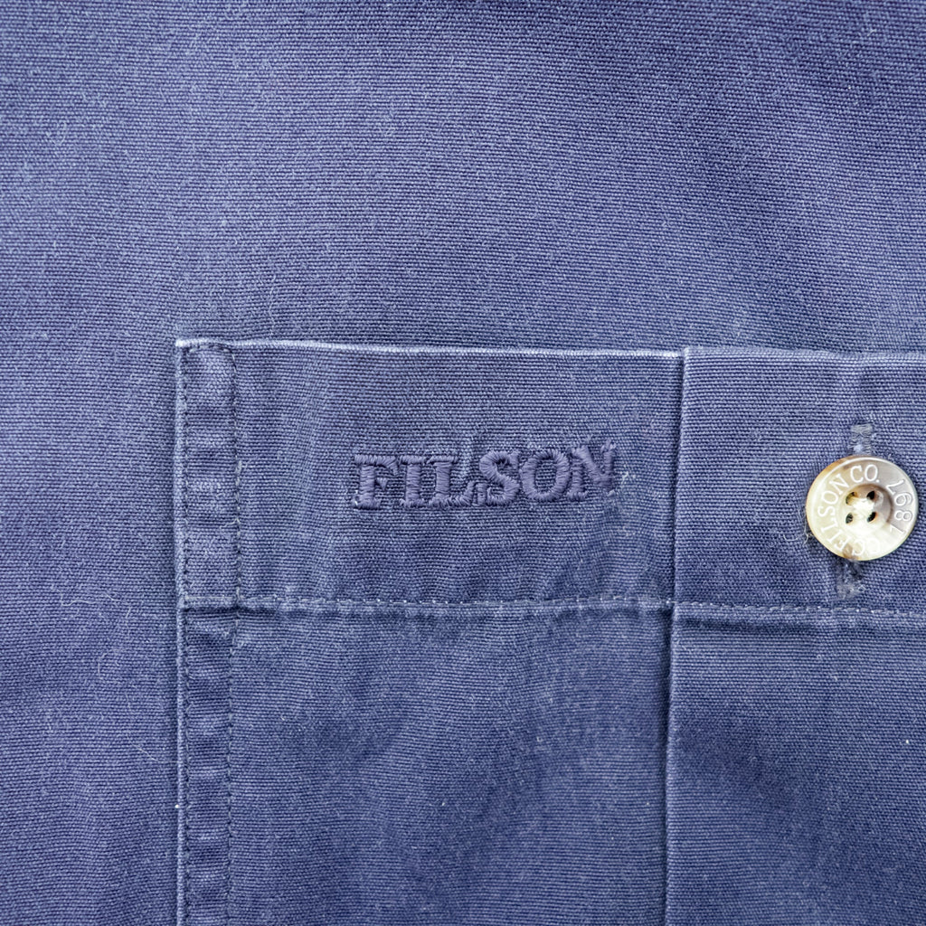 FILSON Button-Down Work Shirt L Navy Cotton Chest Pocket C.C.FILSON