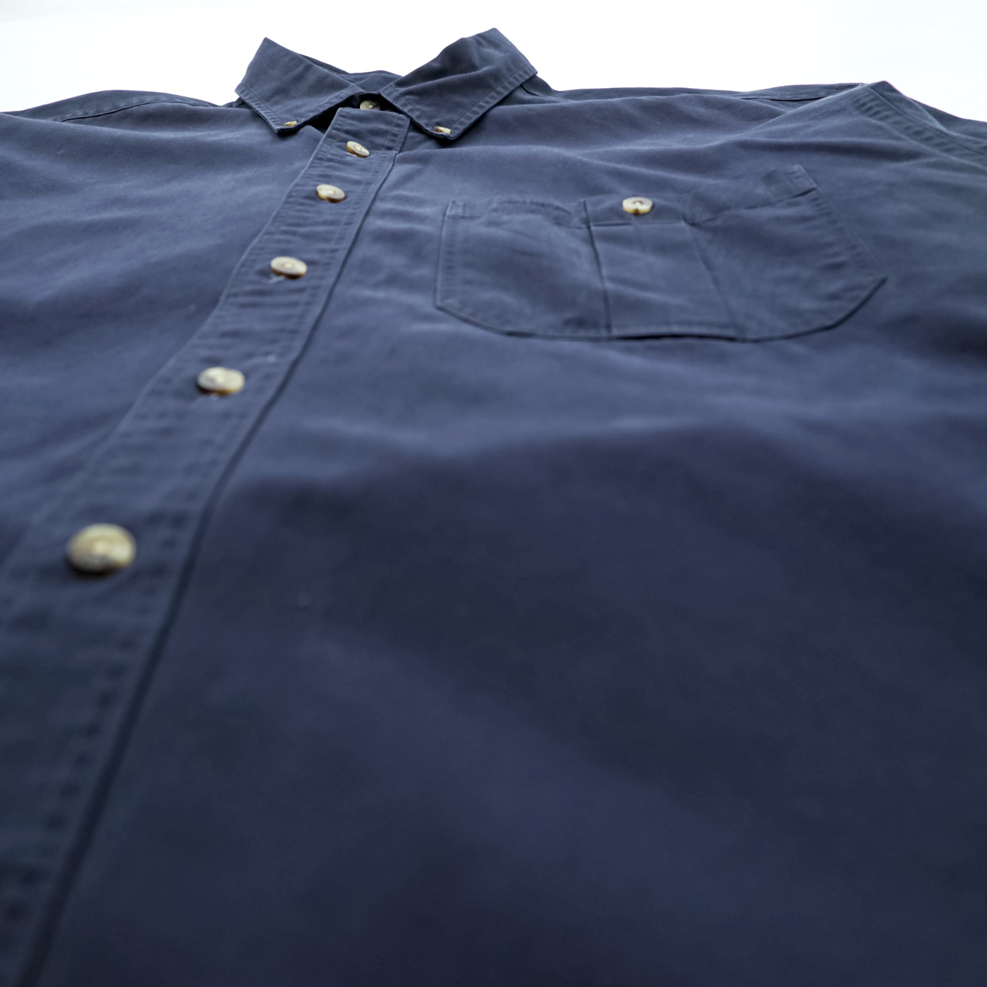 FILSON Button-Down Work Shirt L Navy Cotton Chest Pocket C.C.FILSON