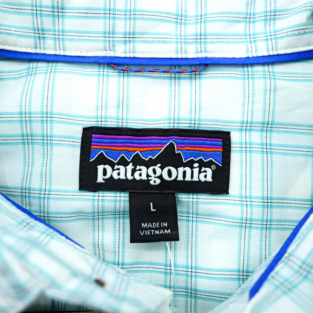 Patagonia Organic Cotton Shirt L White Check L/S Island Hopper 2 52181 Unused