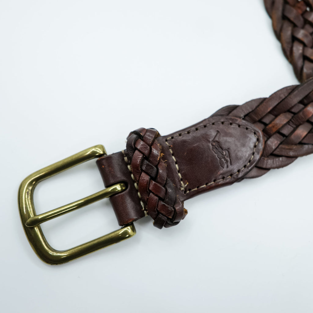 Polo Ralph Lauren Intrecciato Woven Mesh Leather Belt 405676154-001