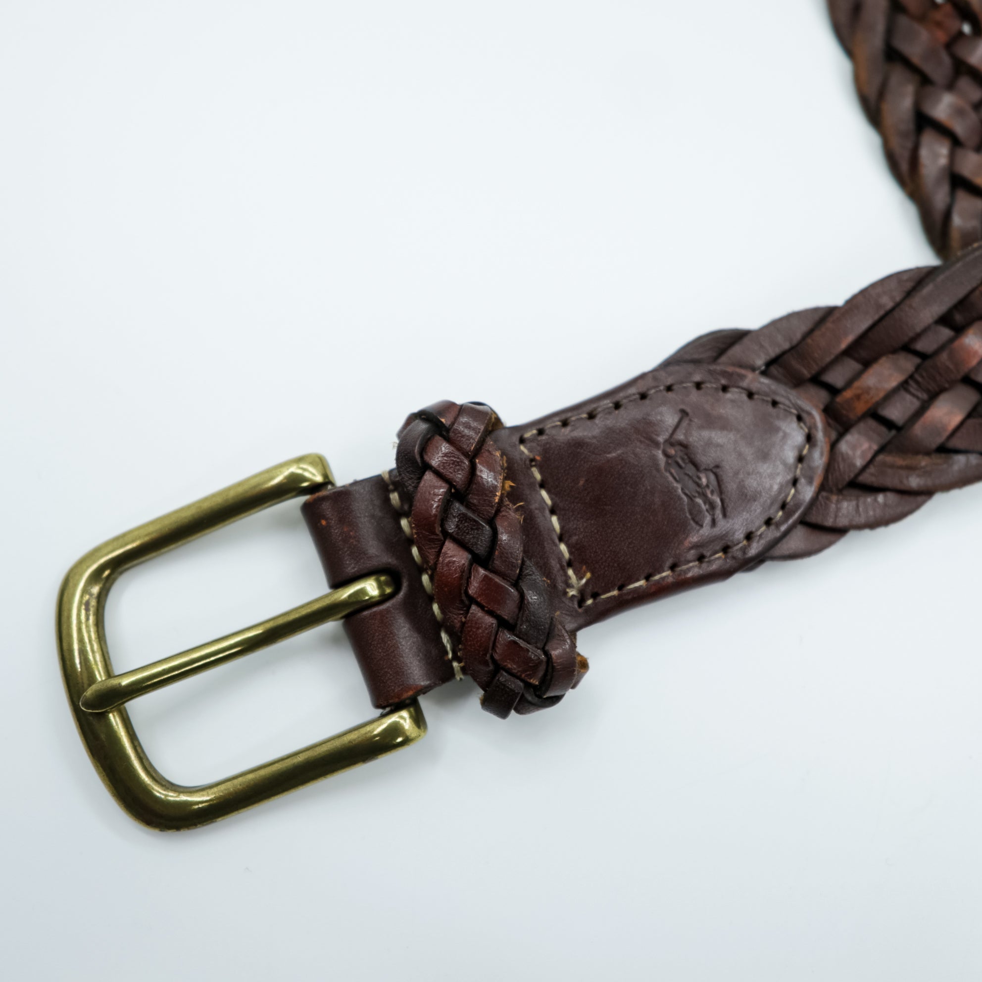Polo Ralph Lauren Intrecciato Woven Mesh Leather Belt 405676154-001