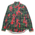Ralph Lauren Button Down Shirt S Green All-over Pattern Tartan Plaid Camouflage CLASSIC FIT