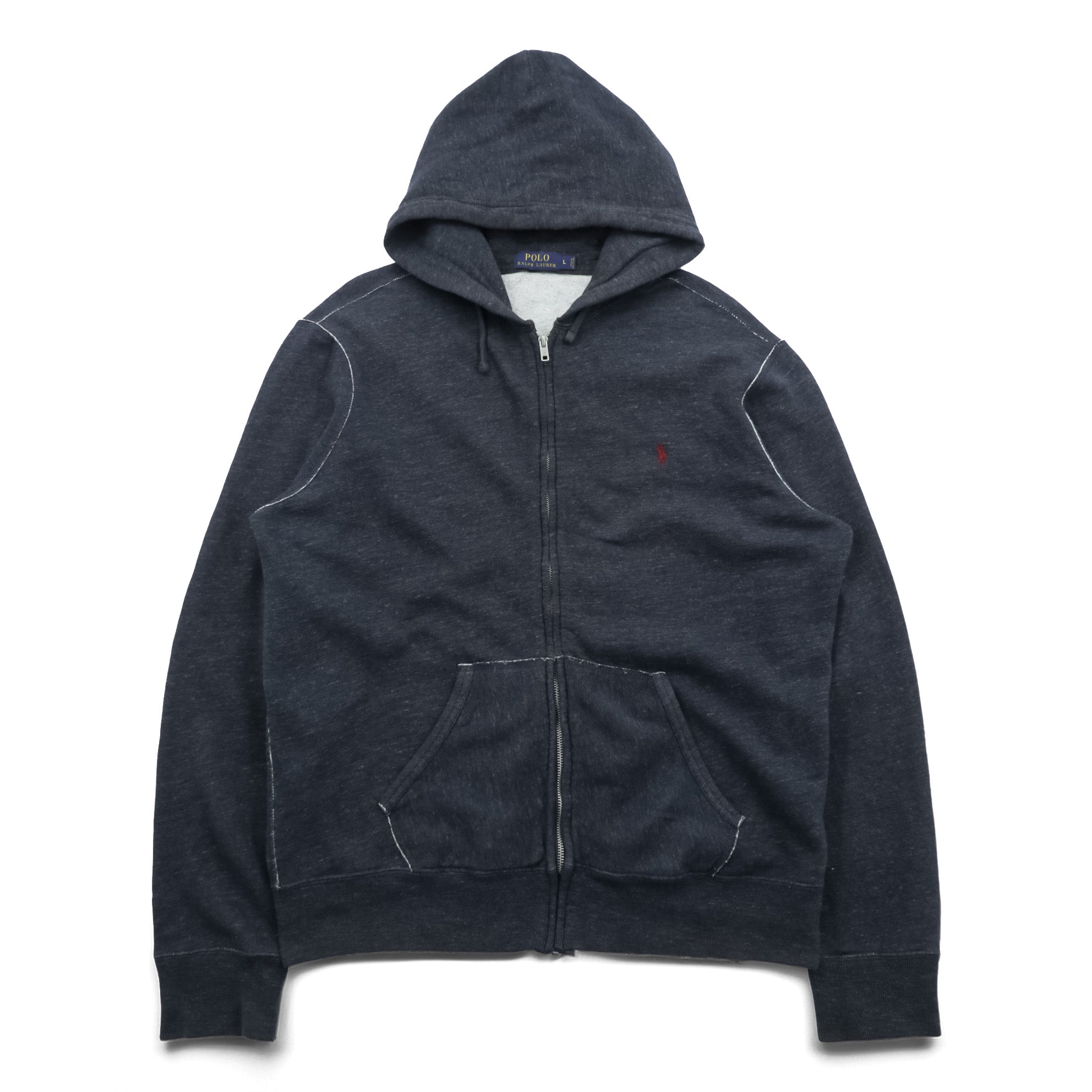 Polo Ralph Lauren Zip Hoodie L Gray Front Pockets TALON Zip Small Pony Embroidery