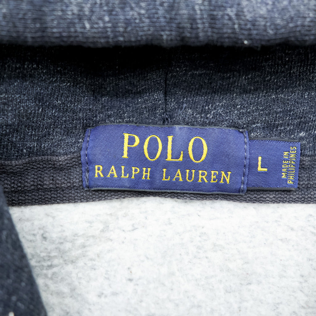 Polo Ralph Lauren Zip Hoodie L Gray Front Pockets TALON Zip Small Pony Embroidery