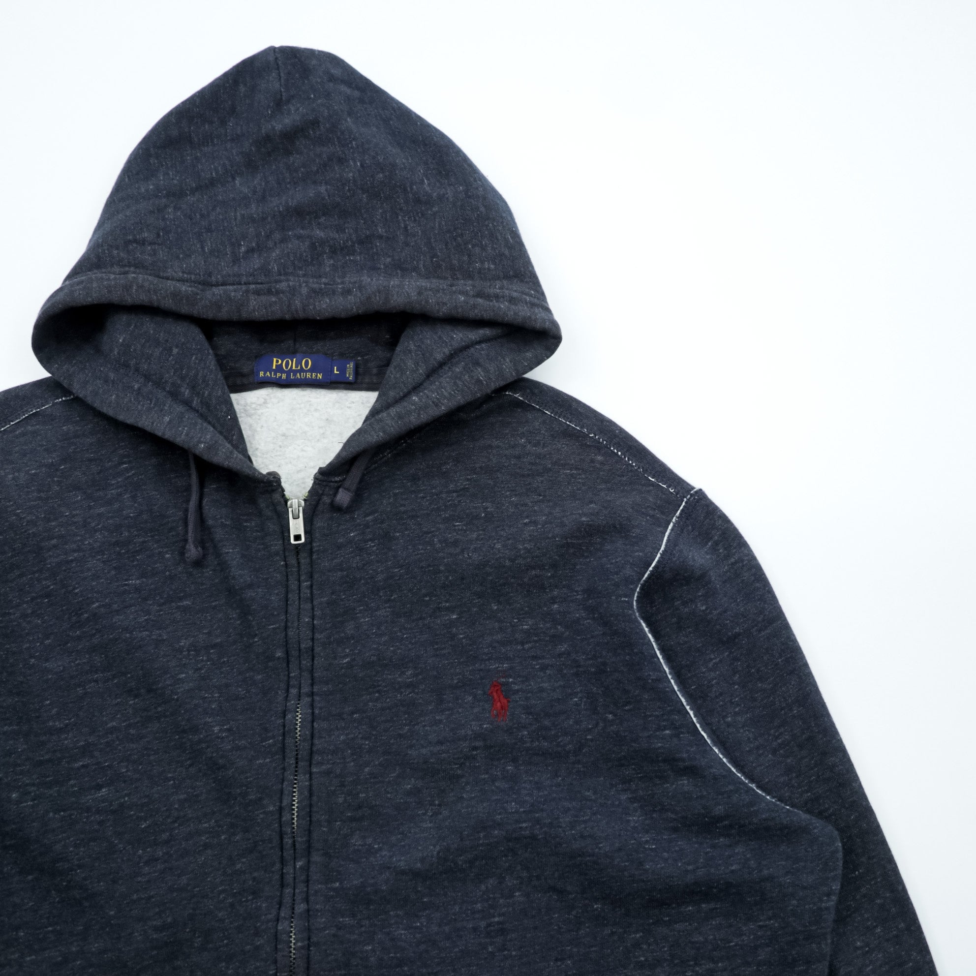 Polo Ralph Lauren Zip Hoodie L Gray Front Pockets TALON Zip Small Pony Embroidery