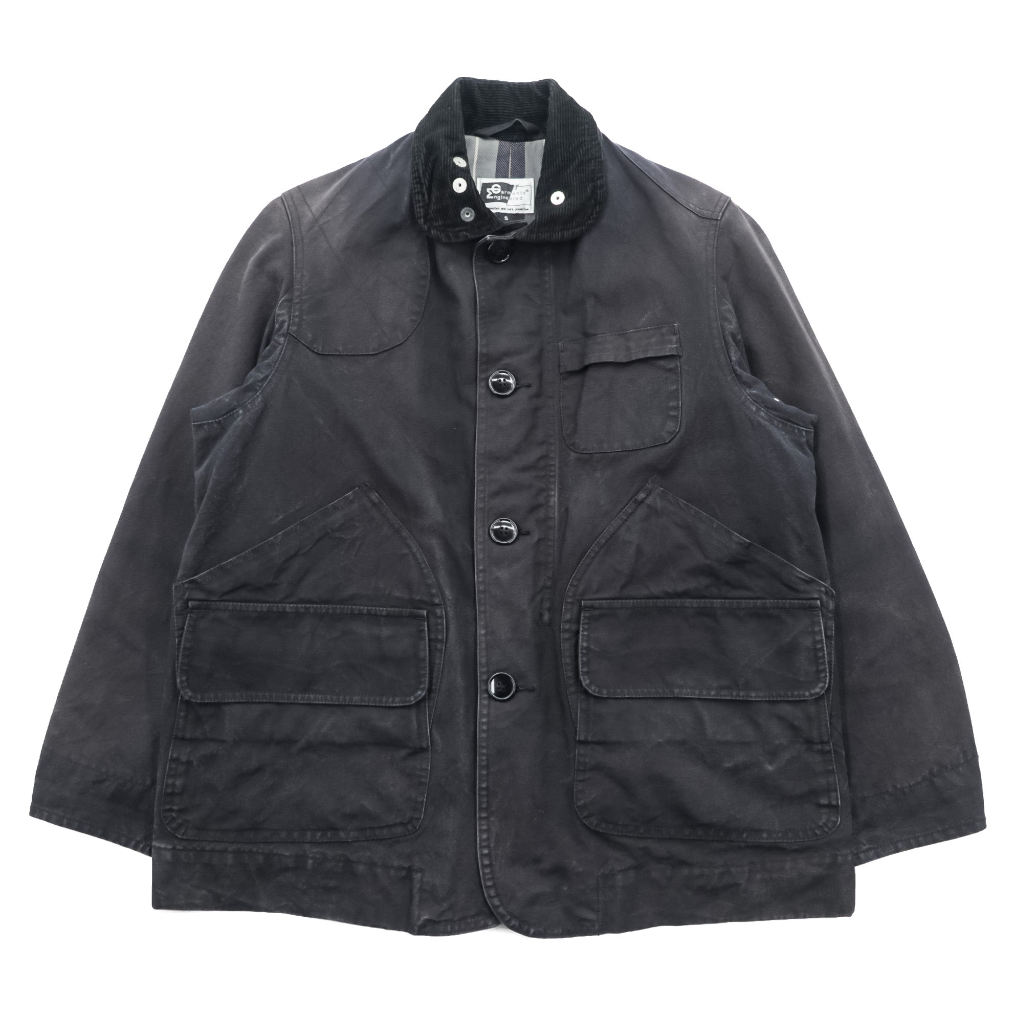 ENGINEERED GARMENTS ハンティングジャケット フィールドジャケット S ブラック 襟コーデュロイ チェンジボタン チンストラップ USA製