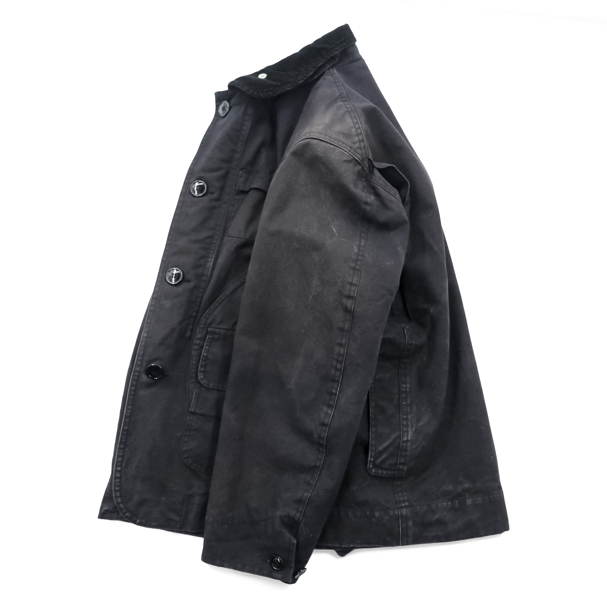 ENGINEERED GARMENTS ハンティングジャケット フィールドジャケット S ブラック 襟コーデュロイ チェンジボタン チンストラップ USA製