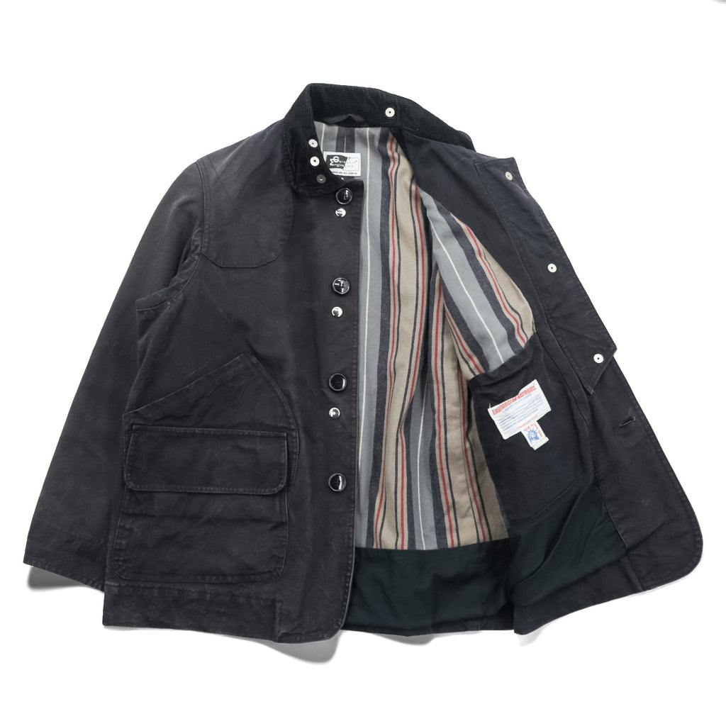 ENGINEERED GARMENTS ハンティングジャケット フィールドジャケット S ブラック 襟コーデュロイ チェンジボタン チンストラップ USA製