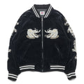 LONDON F.B. 80s Made in Japan Vintage Velour Sukajan Souvenir Jacket L Black Dragon Embroidery JAPAN YOKOSUKA