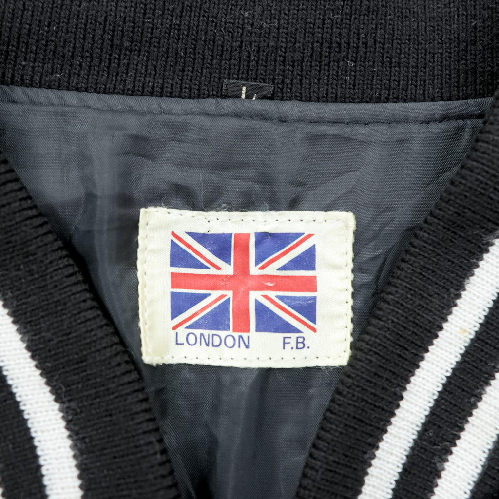 LONDON F.B. 80s Made in Japan Vintage Velour Sukajan Souvenir Jacket L Black Dragon Embroidery JAPAN YOKOSUKA