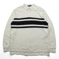 Polo Ralph Lauren 90s Thermal Long Sleeve Polo Shirt Rugby Shirt XL Beige Small Pony Embroidery