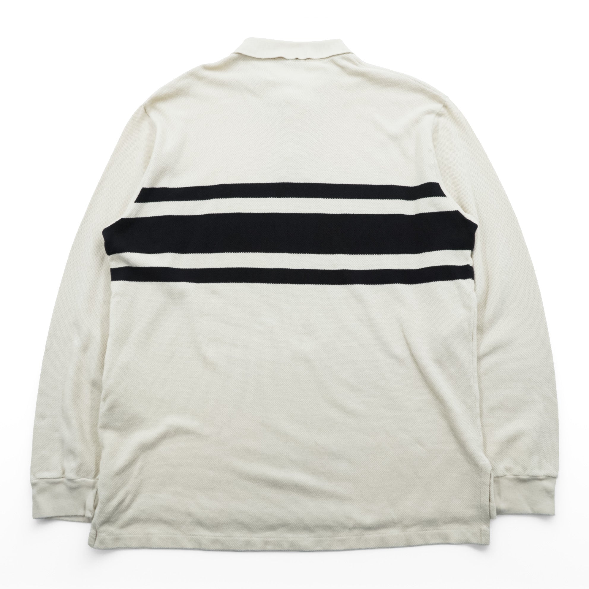 Polo Ralph Lauren 90s Thermal Long Sleeve Polo Shirt Rugby Shirt XL Beige Small Pony Embroidery