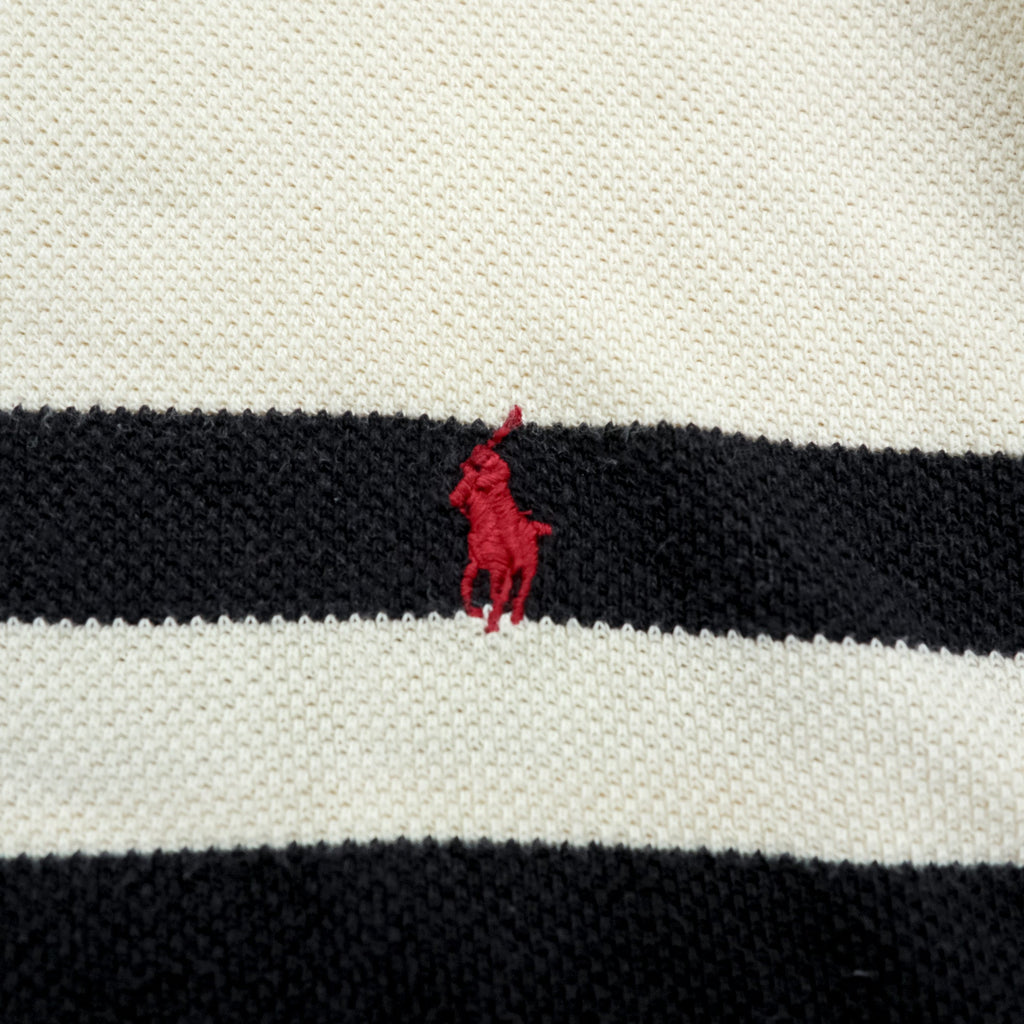 Polo Ralph Lauren 90s Thermal Long Sleeve Polo Shirt Rugby Shirt XL Beige Small Pony Embroidery