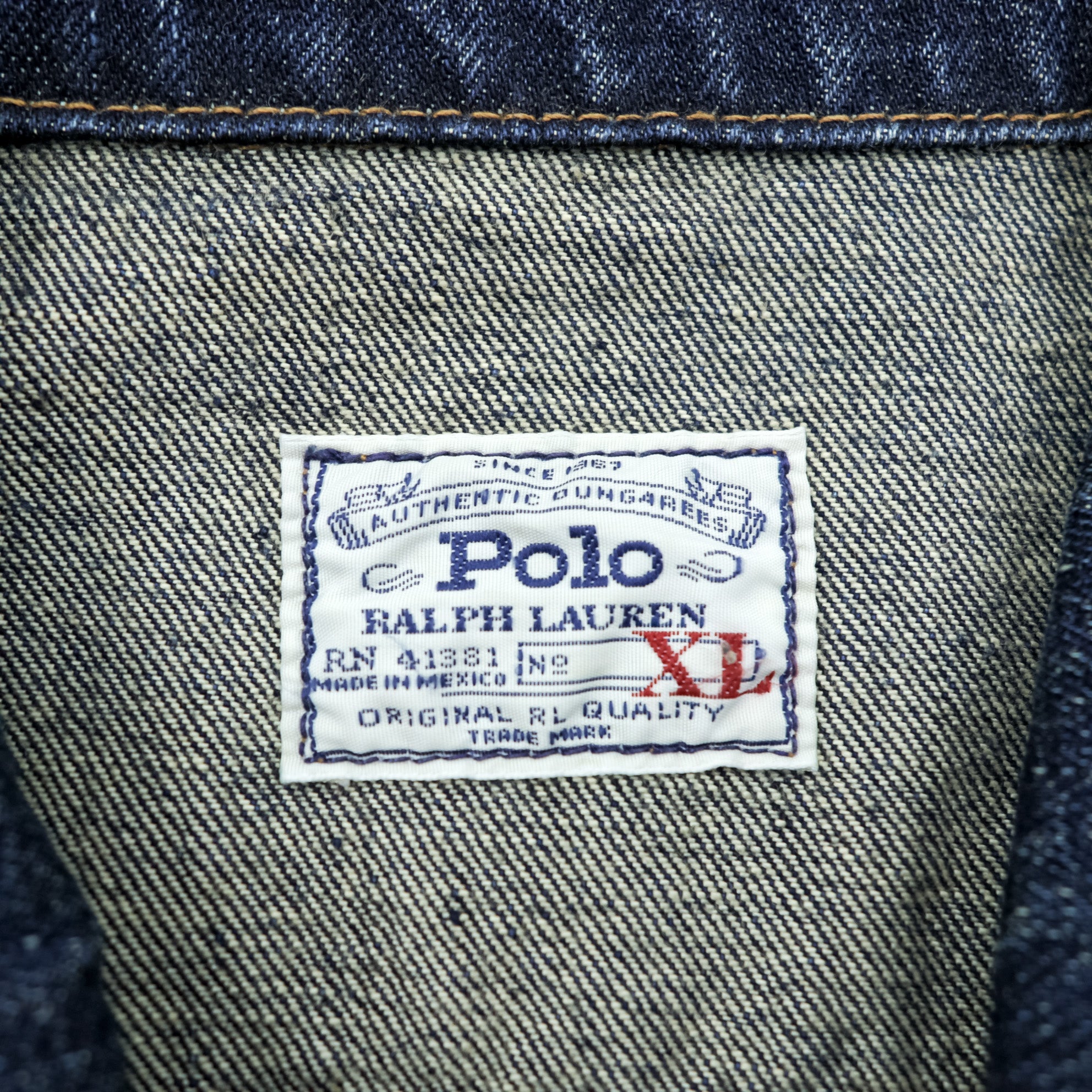 Polo Ralph Lauren デニムジャケット 短丈 Gジャン XL インディゴ レザーパッチ