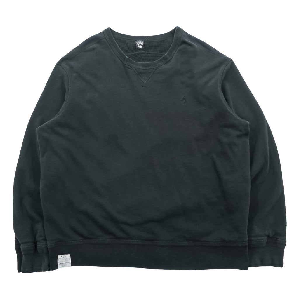 Polo Ralph Lauren リバーシブル 前V サーマル スウェット トレーナー 2XL ブラック スモールポニー刺繍