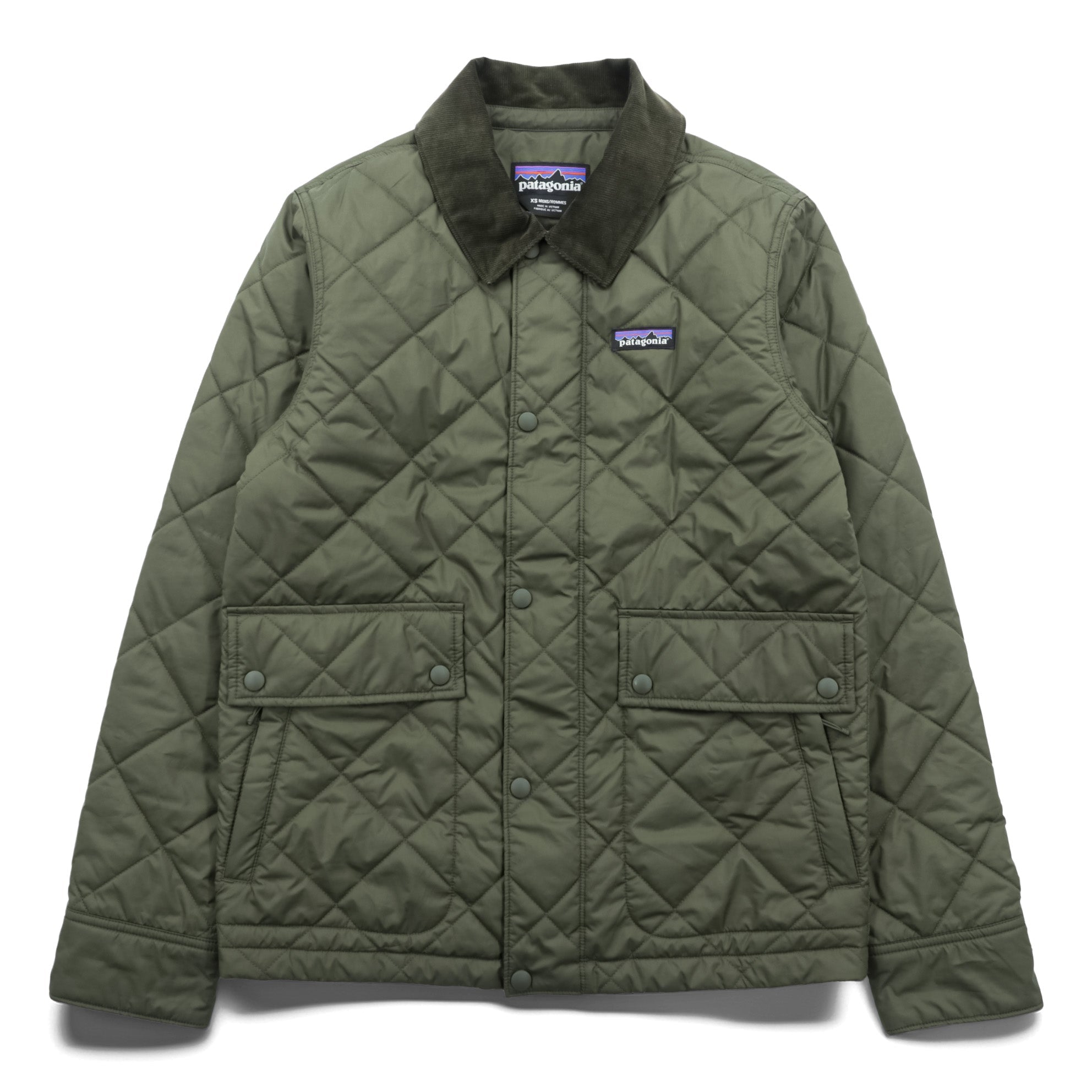 Patagonia ダイアモンド キルト ジャケット XS オリーブ 中綿 キルティング 襟コーデュロイ 20735