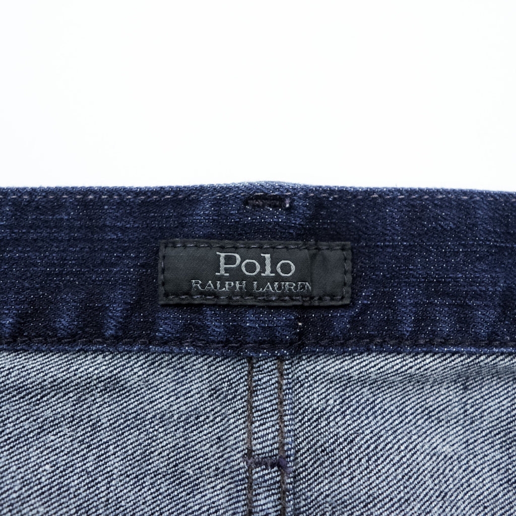 Polo Ralph Lauren デニムパンツ ジーンズ S インディゴ ストレッチ 濃紺 レザーパッチ THE HAMPTON RELAXED