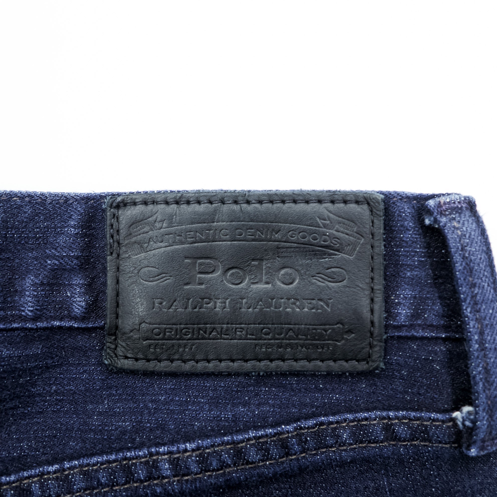 Polo Ralph Lauren デニムパンツ ジーンズ S インディゴ ストレッチ 濃紺 レザーパッチ THE HAMPTON RELAXED