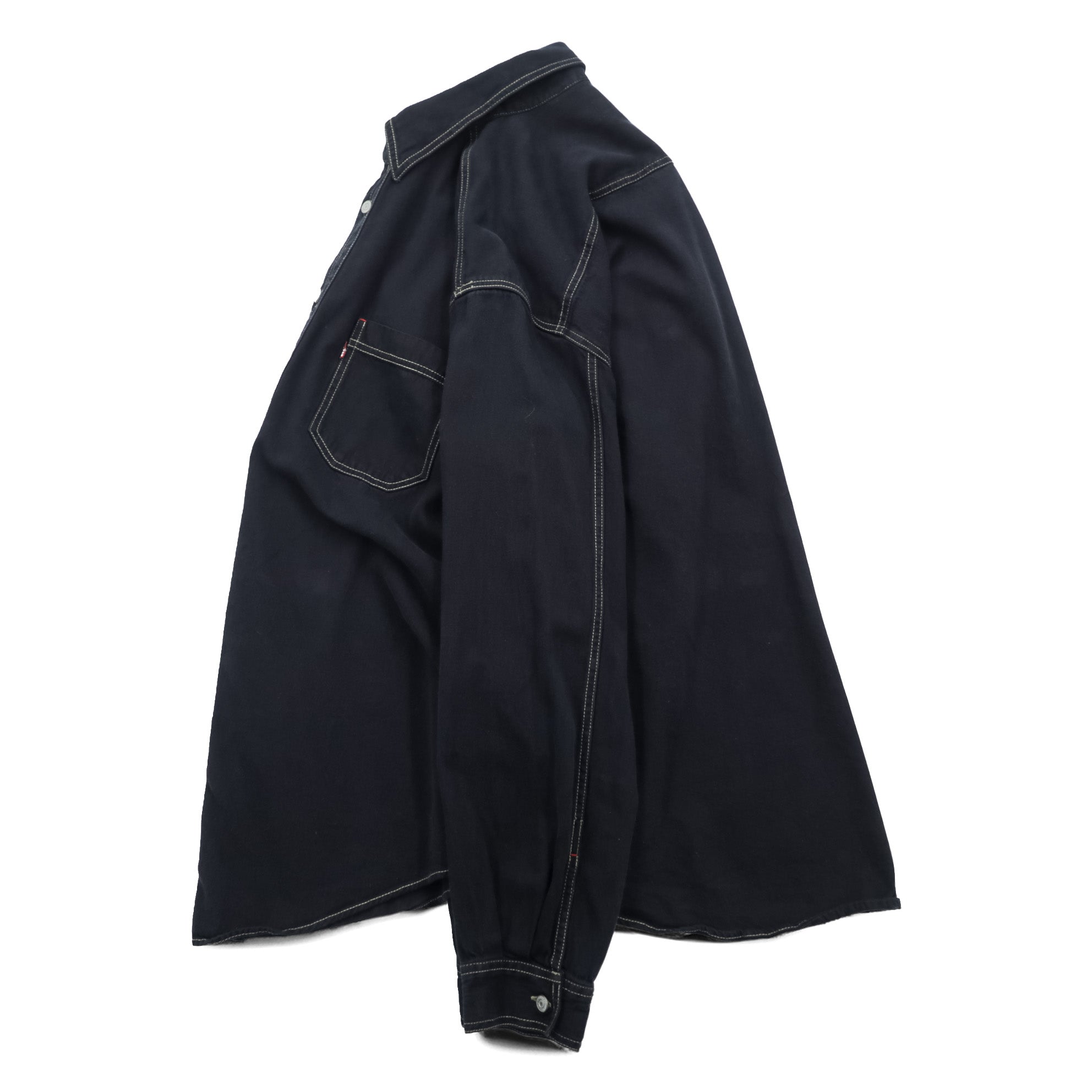 Levi's 90年代 RED TAB JEANS ワークシャツ XL ブラック ステッチ 胸ポケット 60560-0852